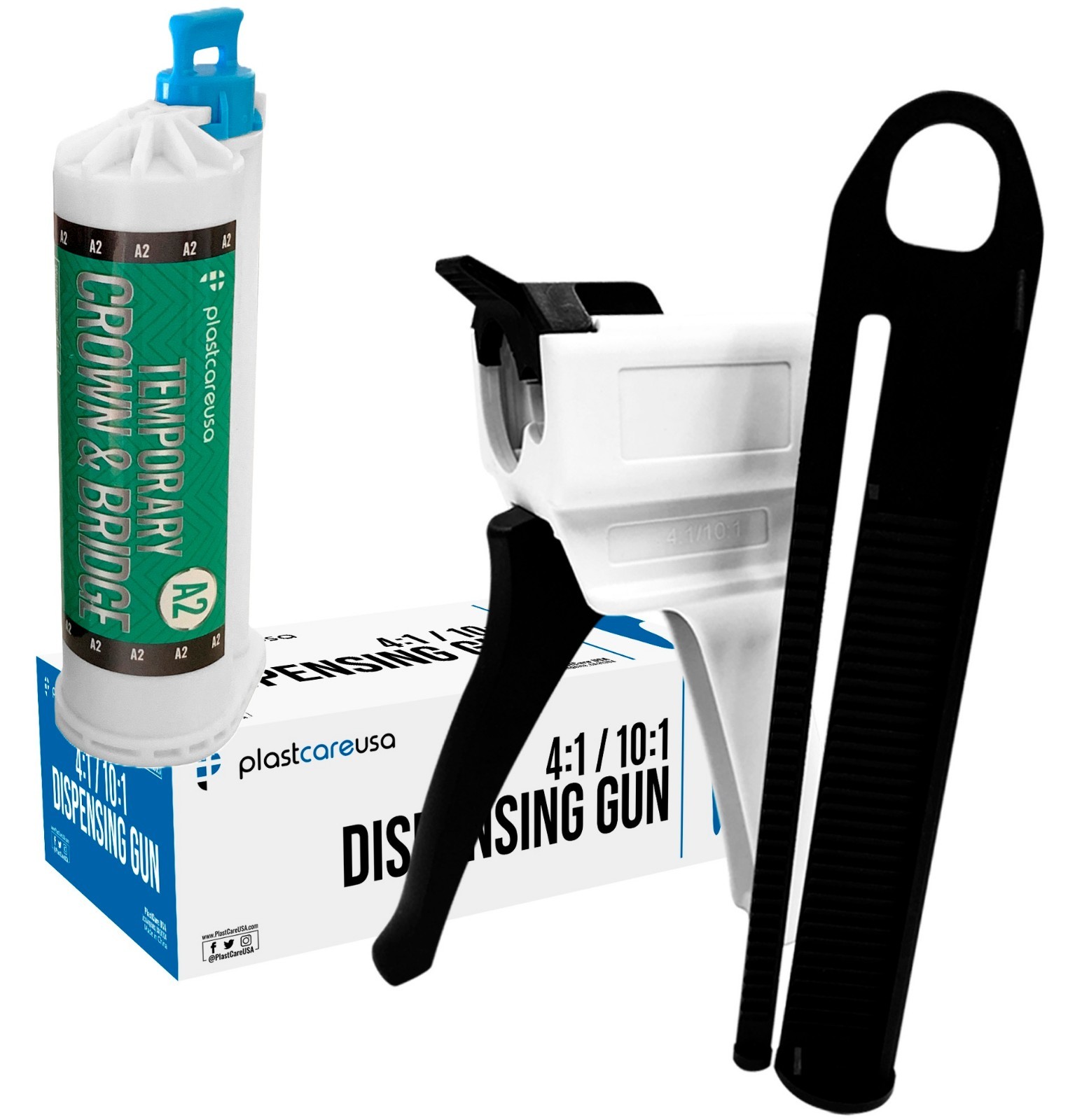 A2 Dental Temporary Crown & Bridge Bundle Kit + 4:1 / 10:1 Mixing Dispenser Gun