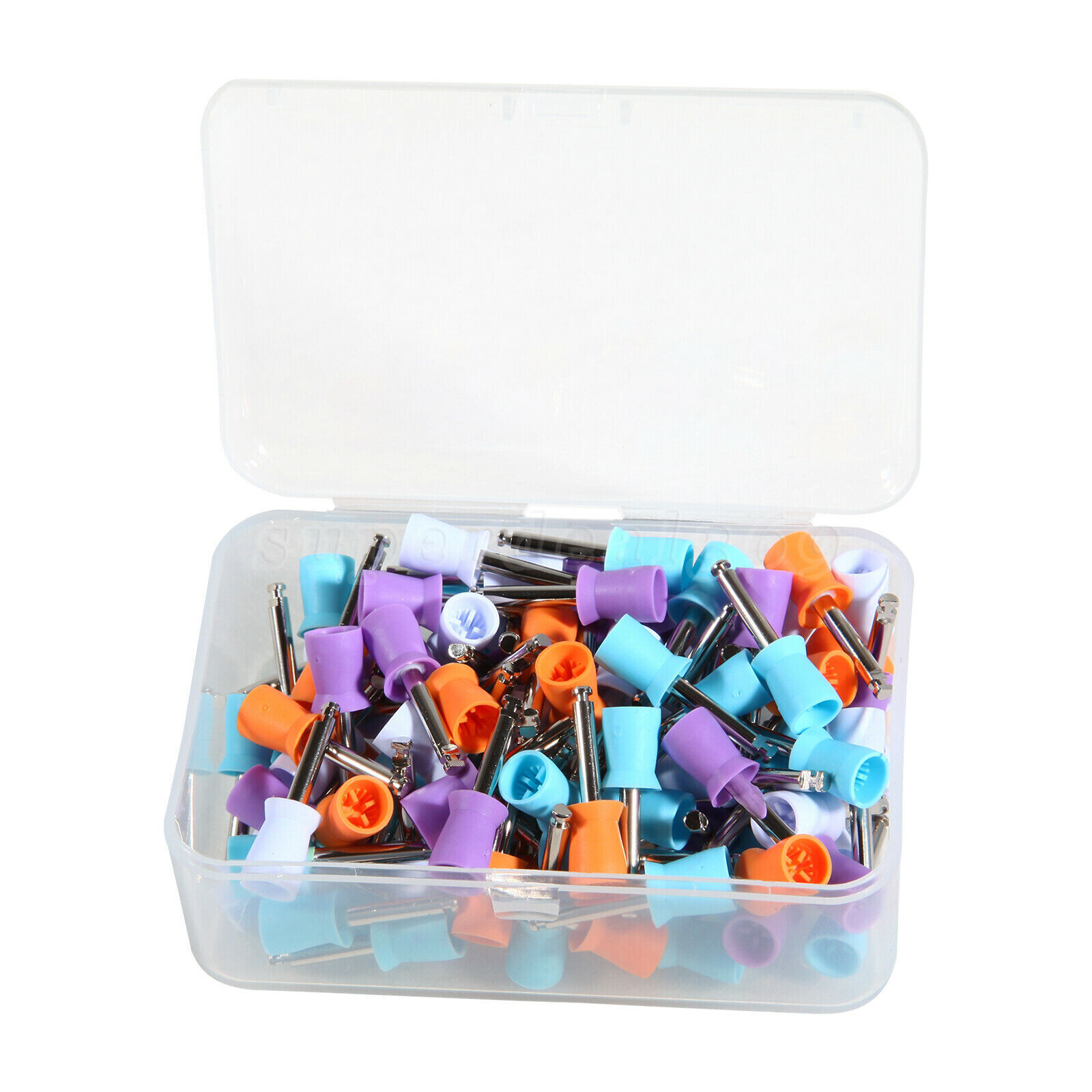 100 Dental Latch Type Paste Prophy Polishing Cups Soft Silicone Colorful Tips