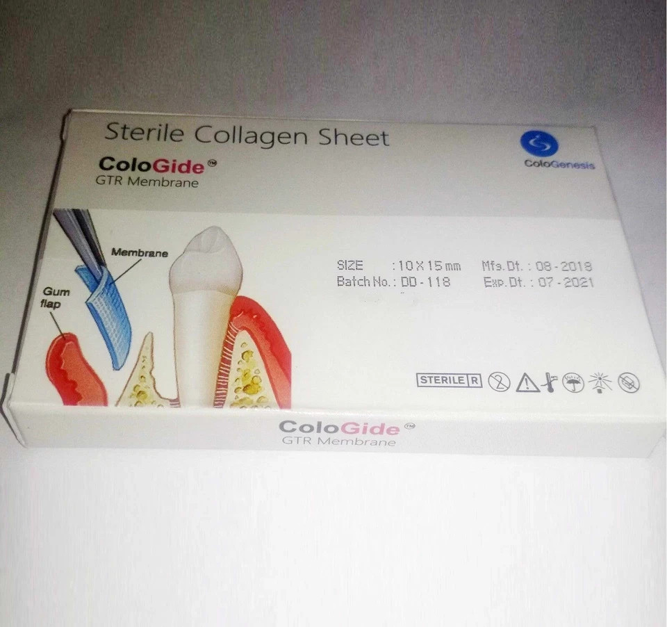 5 Pack of New Colo Gide Sterile Collagen Sheet GTR Membrane 10 x 15mm Fast Ship