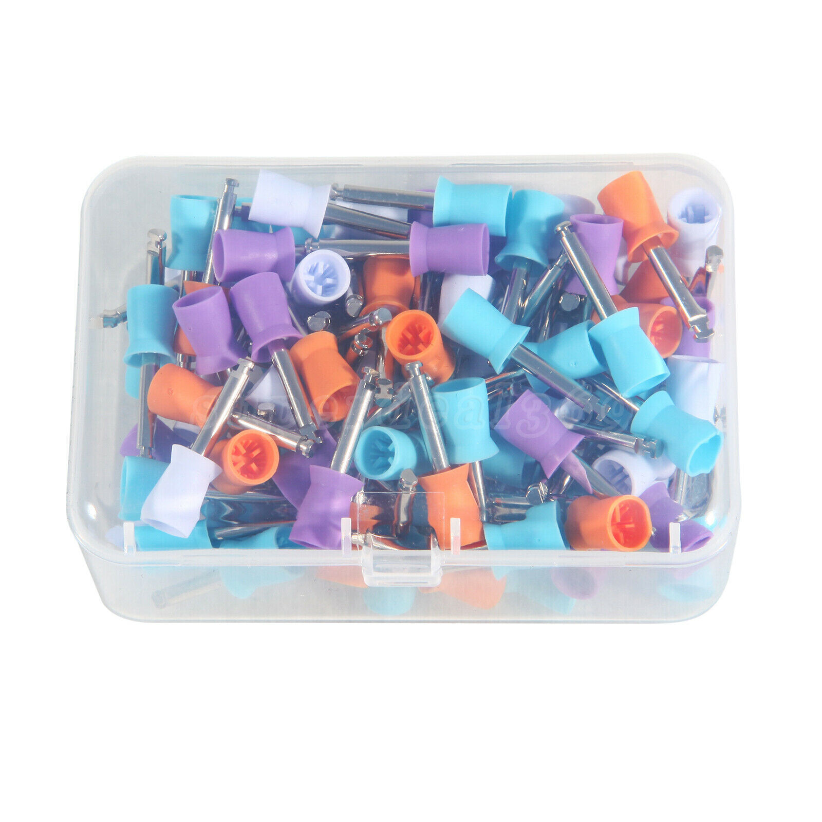 100 Dental Latch Type Paste Prophy Polishing Cups Soft Silicone Colorful Tips
