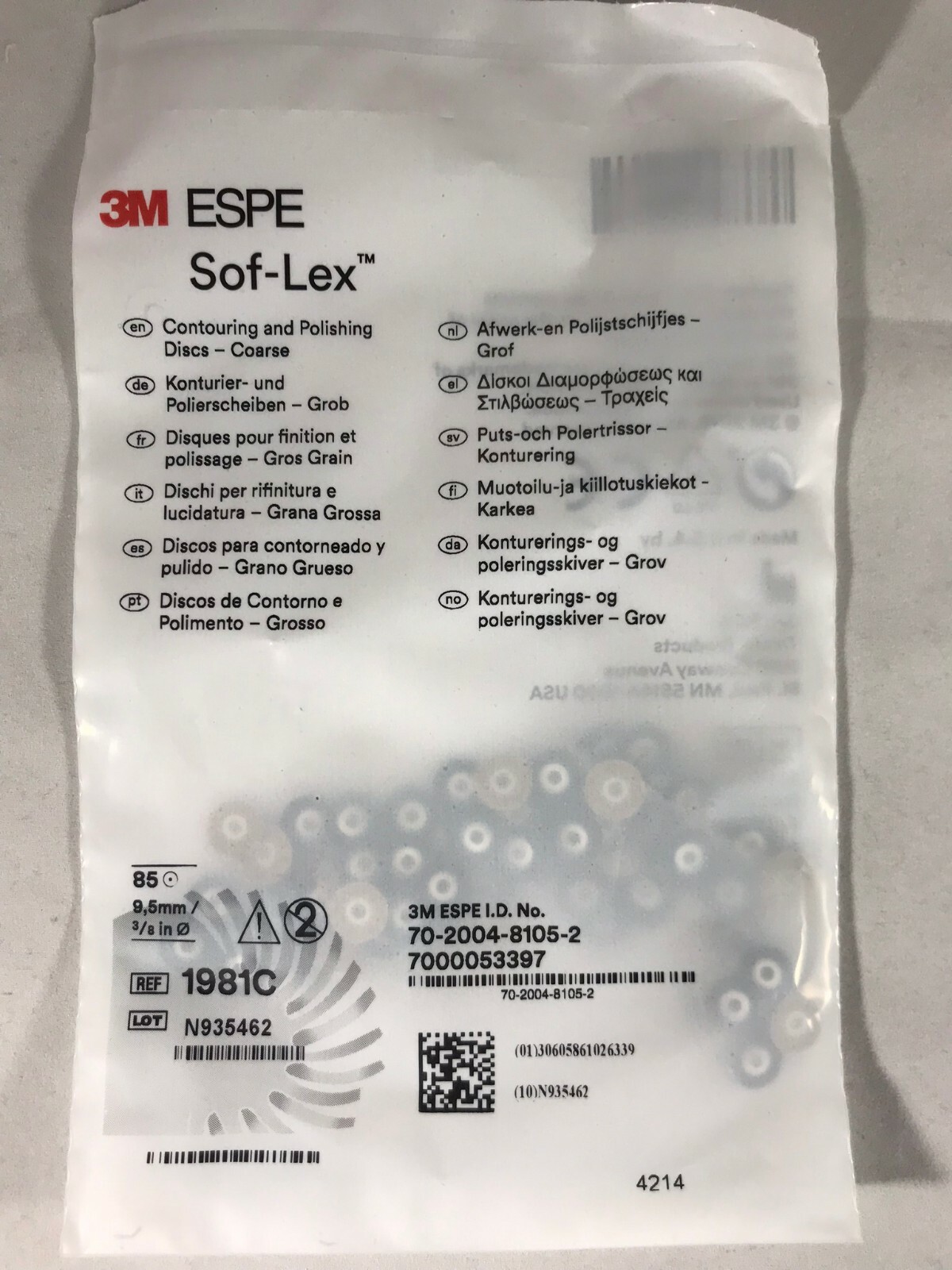 85pc 1981C Coarse Sof-Lex Countouring and Polishing Discs 9.5mm 3/8in 3M ESPE