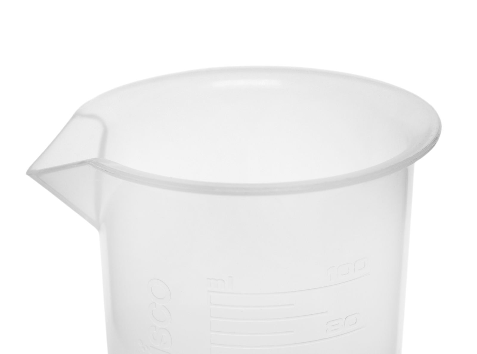 Eisco Labs 100ml Polypropylene Plastic Beakers, Raised Graduations – 12 Pack