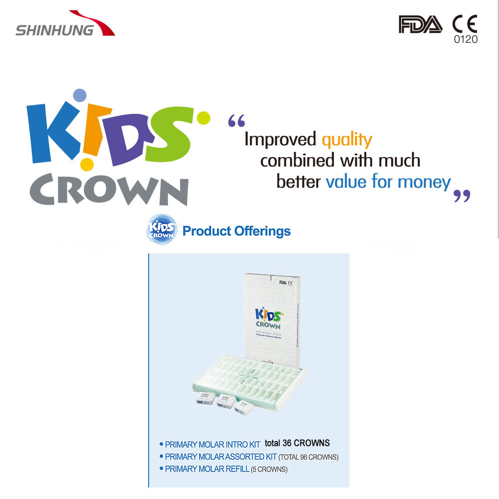(5 refill) Stainless Steel Primary Molar Crown Kids Crown Compatible all size