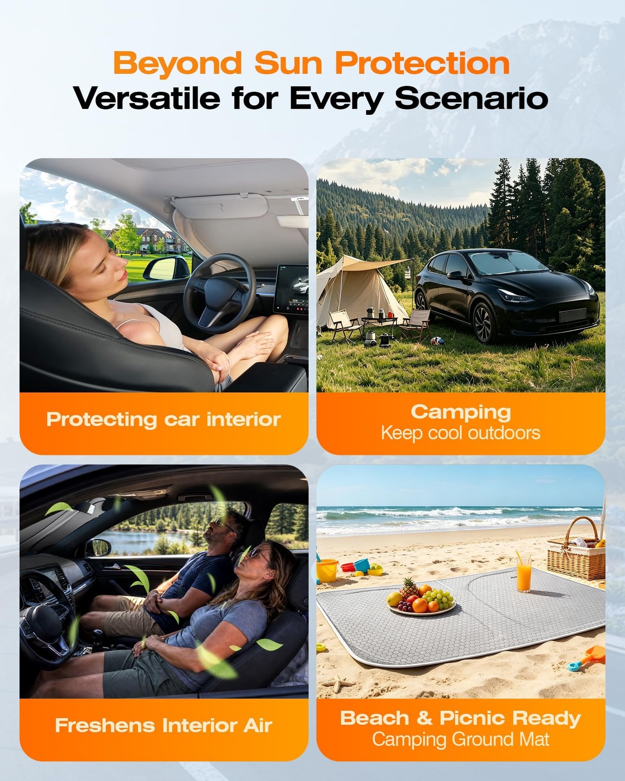 Graphene & Activated Carbon Windshield Sun Shade Foadable for Tesla Model 3/Y…