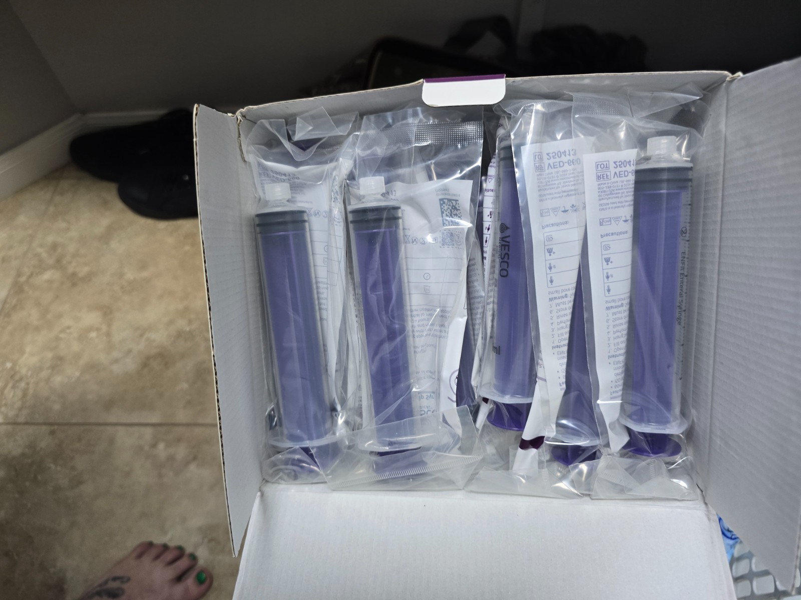 New Sealed Vesco Medical ENFIT Tip Syringe 60ML VED-660 Box of 30