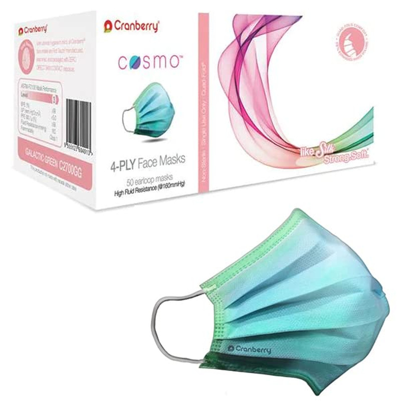 C2700GG Cosmo Earloop Face Mask, Disposable, Green (Pack of 50)
