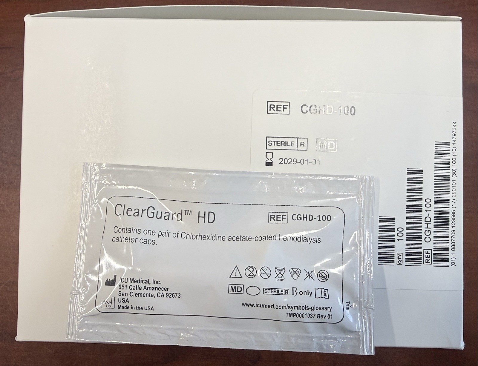 ICUMedical ClearGuard HD Hemodialysis Catheter Caps CGHD-100 100/case FRESH NEW