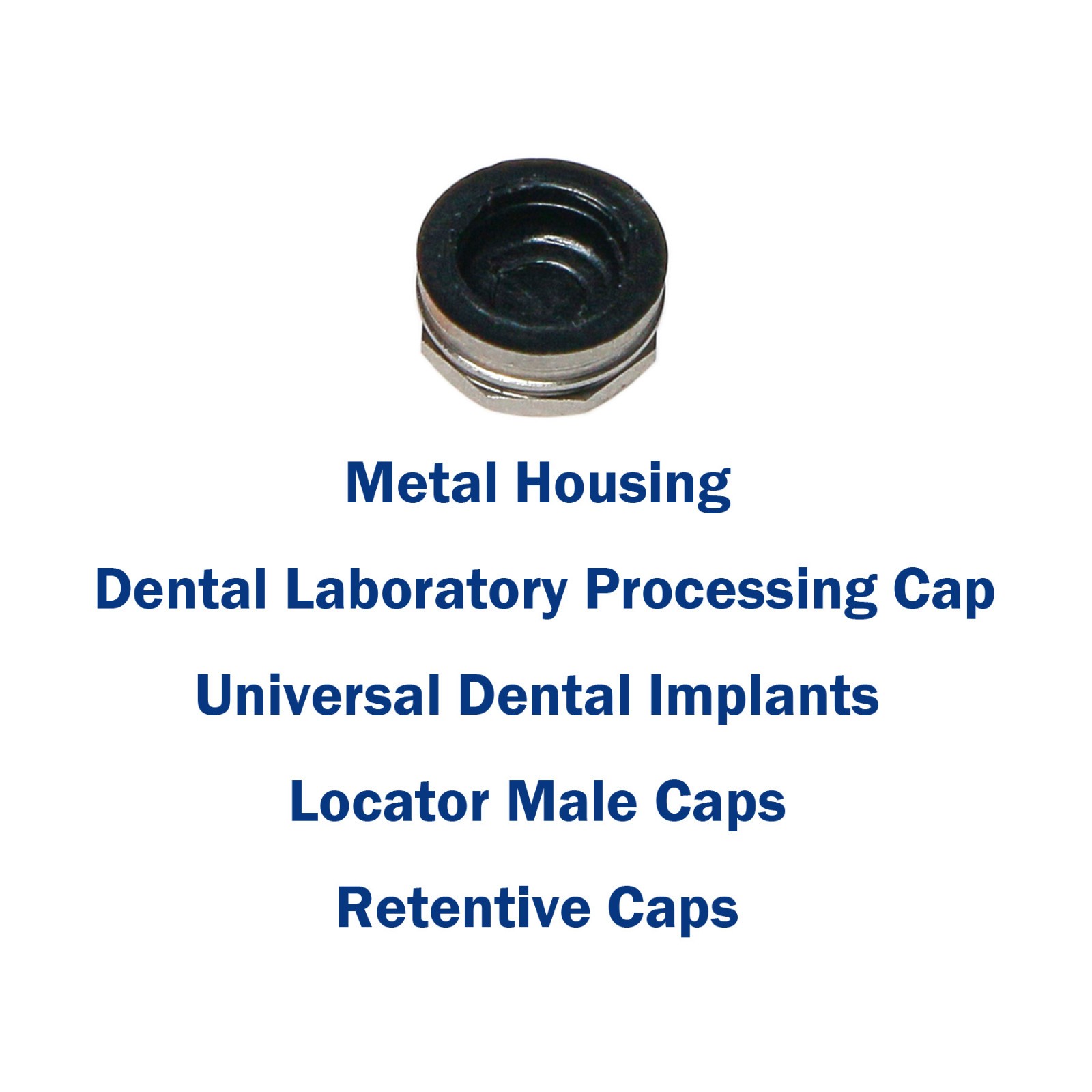 US Dental Overdenture Retention Black Caps Metal Housing fits Locator Abutments