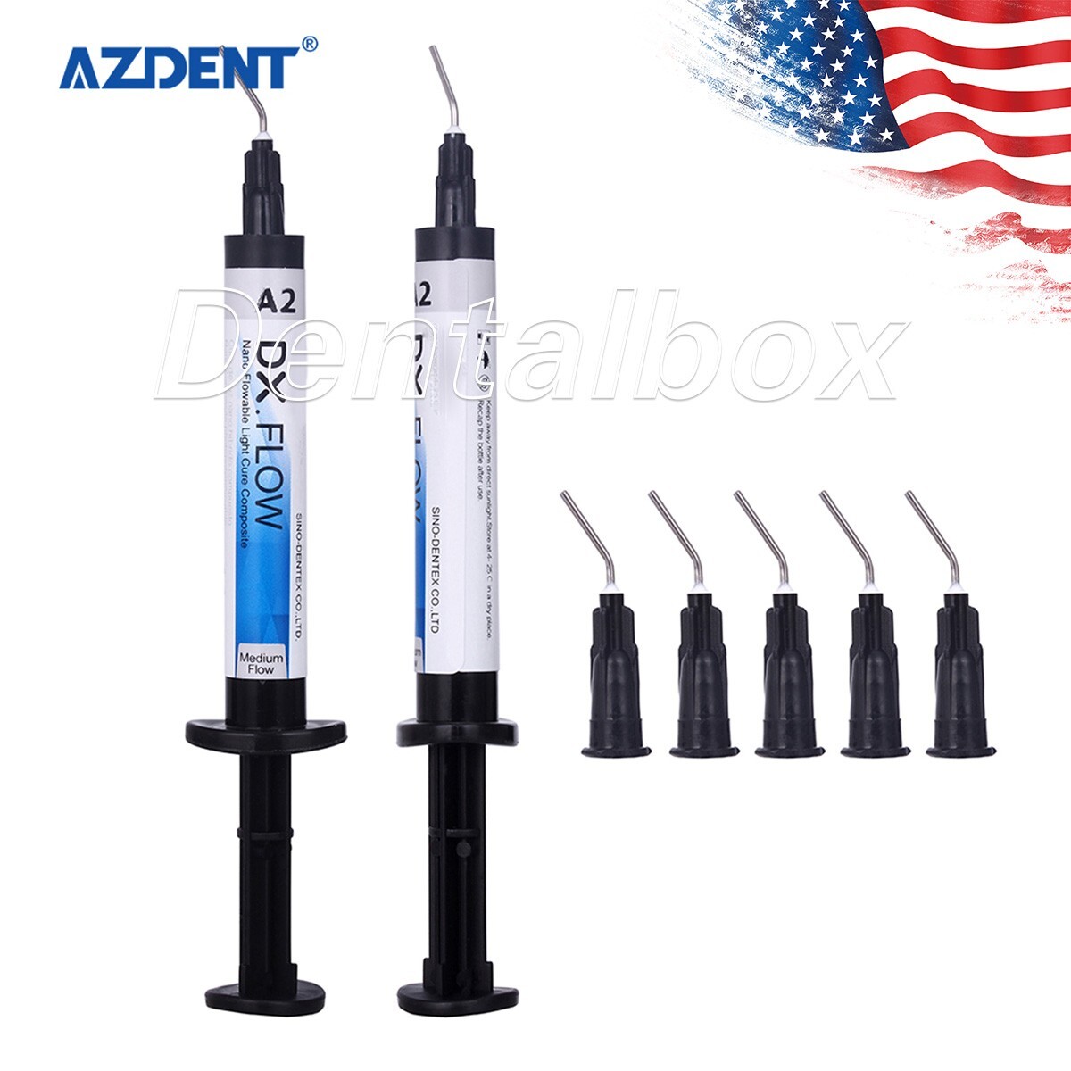 DENTEX Dental Flowable Light Cure Composite Resin Medium Flow A2 Shade