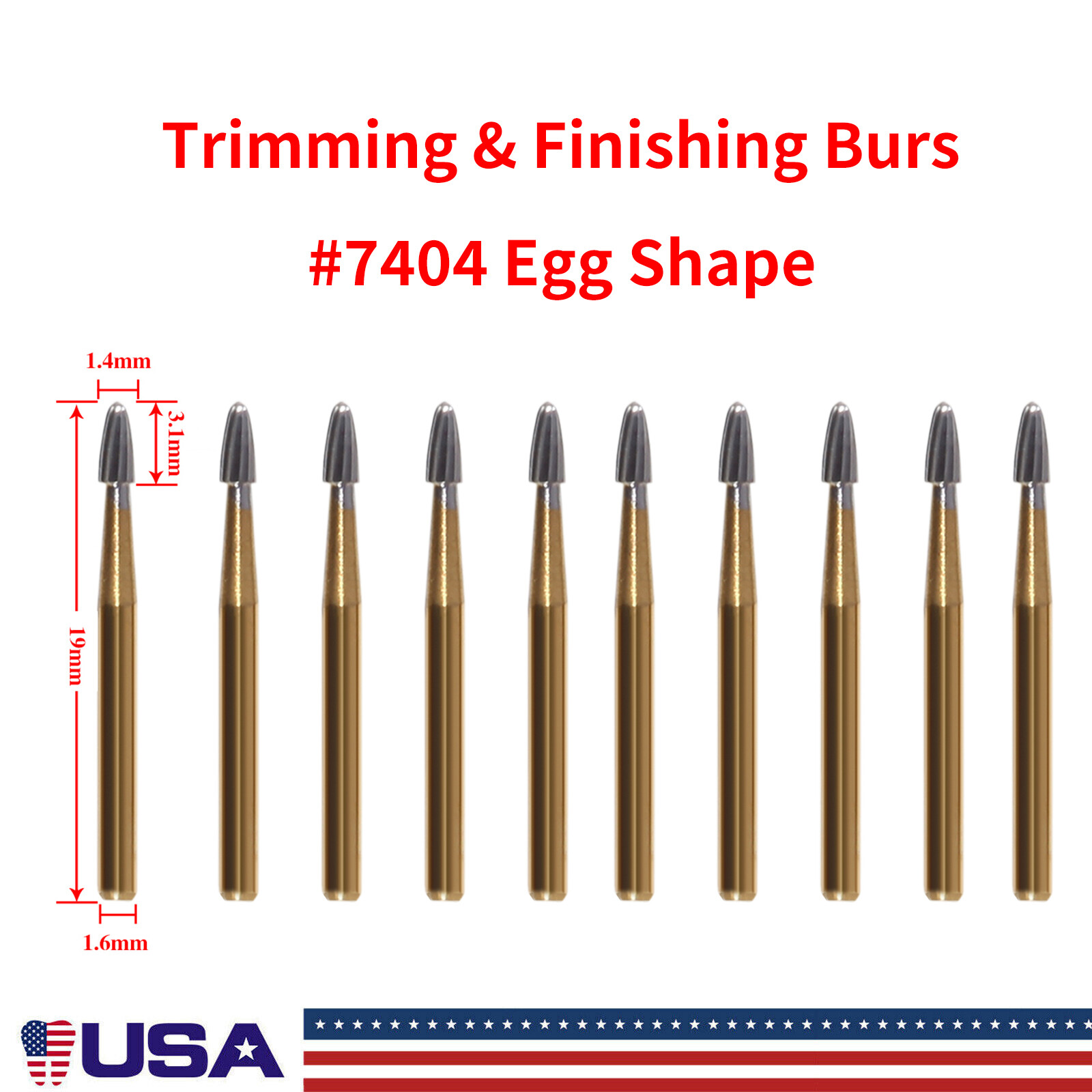 Dental Burs Tungsten Carbide 10pcs/box FG7404 Trimming & Finishing