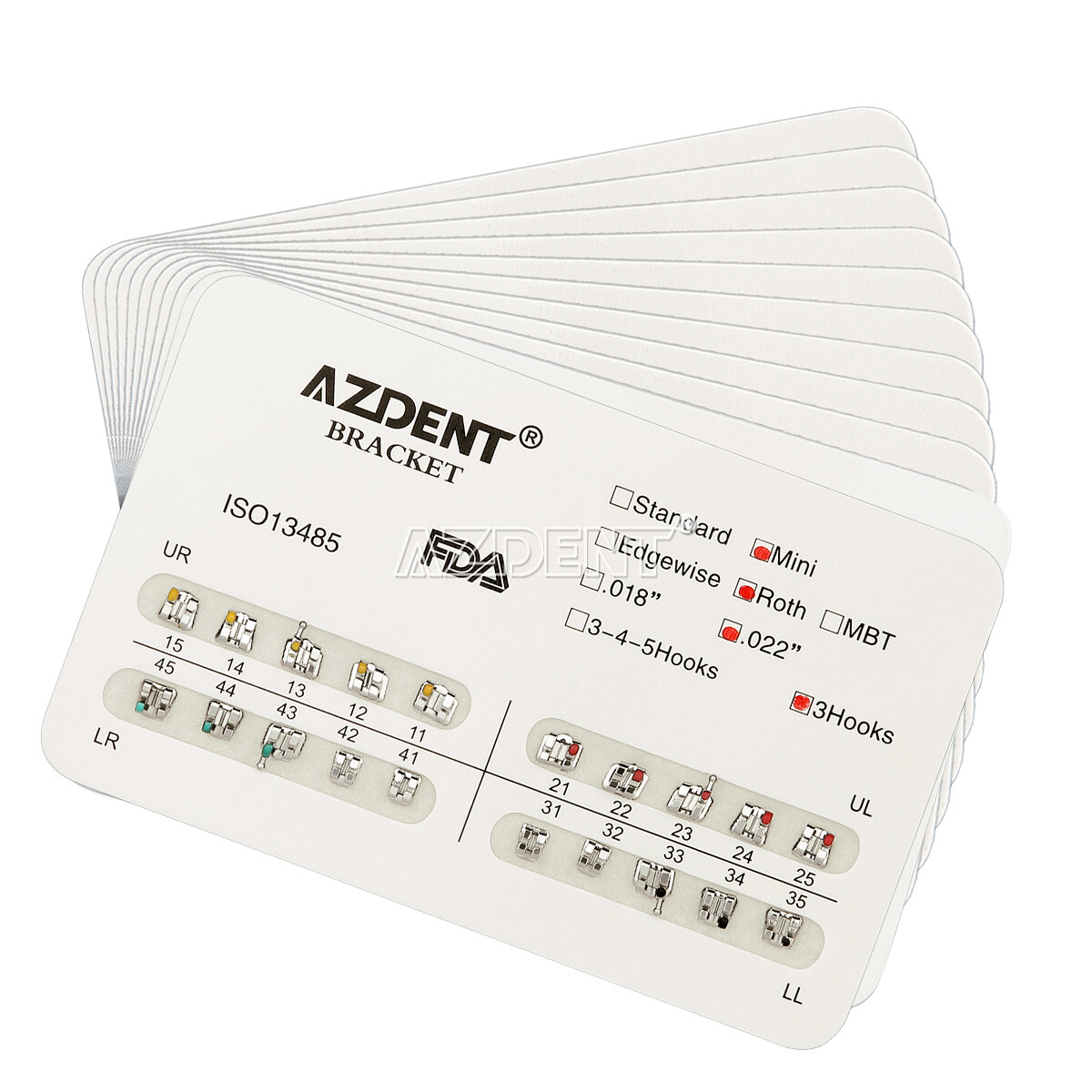 AZDENT Dental Orthodontic Bracket Braces Mini Roth .022 Hooks 3-4-5/ Hooks 3