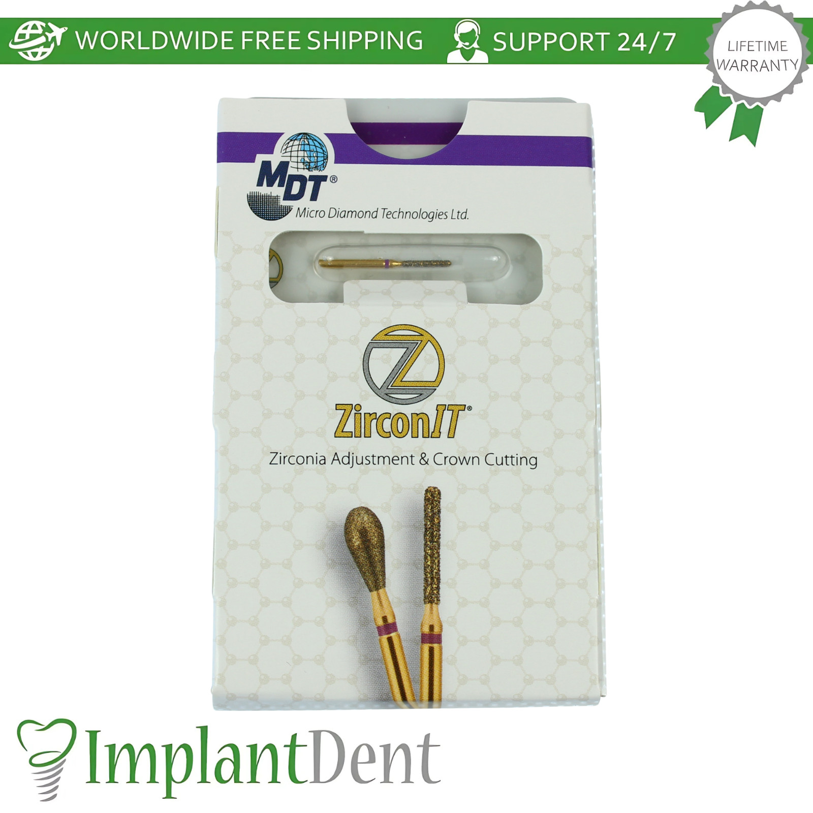 Dental MDT Round End Cylinder FG ZirconIT ZRT Diamond Burs Z141 Restorations