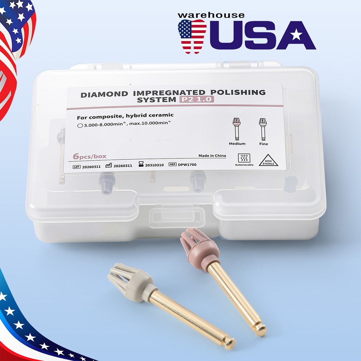 6pcs Dental Composite Resin kit Polishing Wheel RA Medium/Fine for Pre-polishing