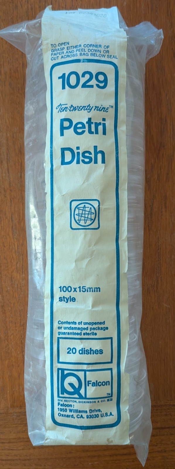 Falcon 1029, 100x15mm Petri dishes, Set of 2 packages 40 dishes total