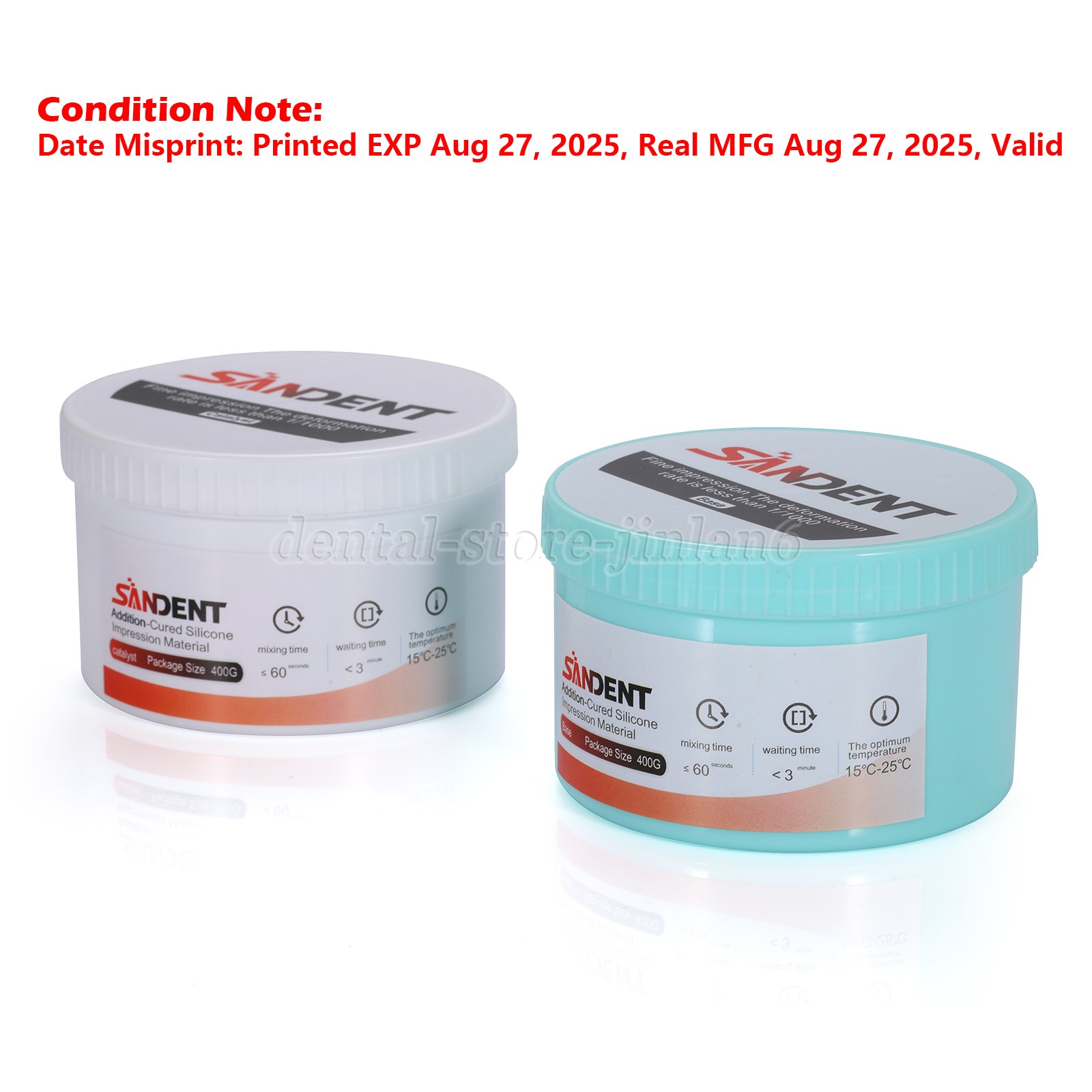 Dental Putty Fast Set PVS VPS Impression Material Base 2 x 400 ml