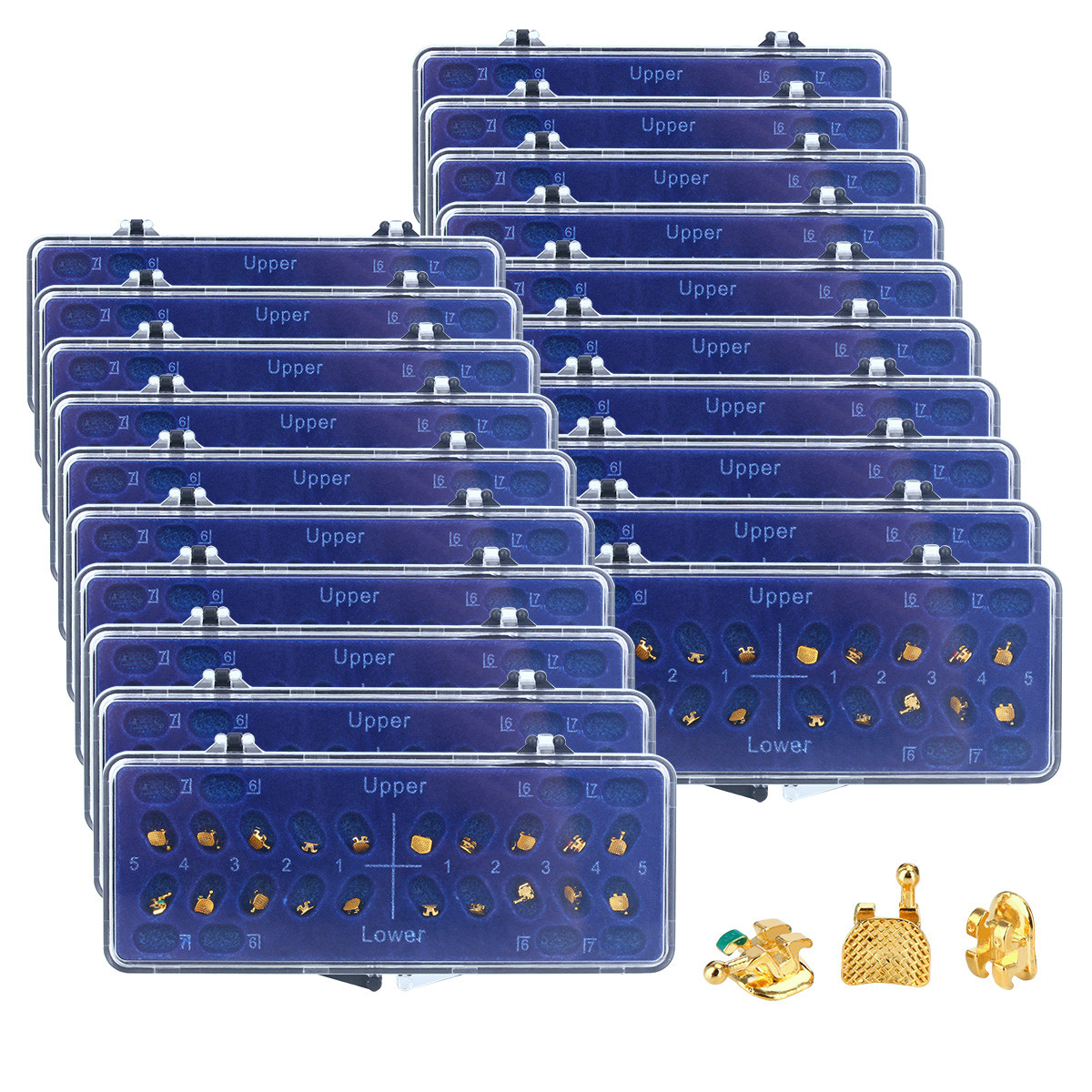Dental Orthodontic Metal Brackets Braces 24K Gold Plated Roth.022 3 4 5Hook Mini