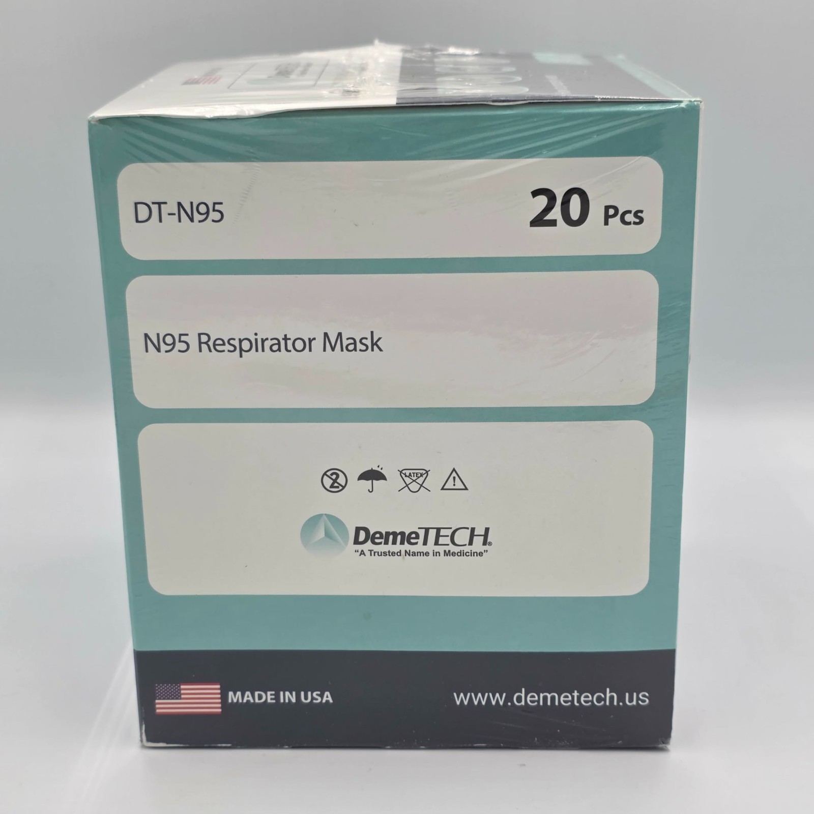 N95 Respirator Mask DemeTECH Cup Style DT-N95 20 Pack (July 2026) Made In USA