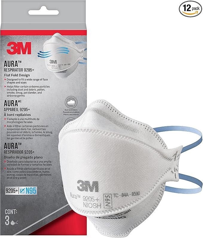 3M Aura Respirator 9205+ N95 3-pack Sealed Masks