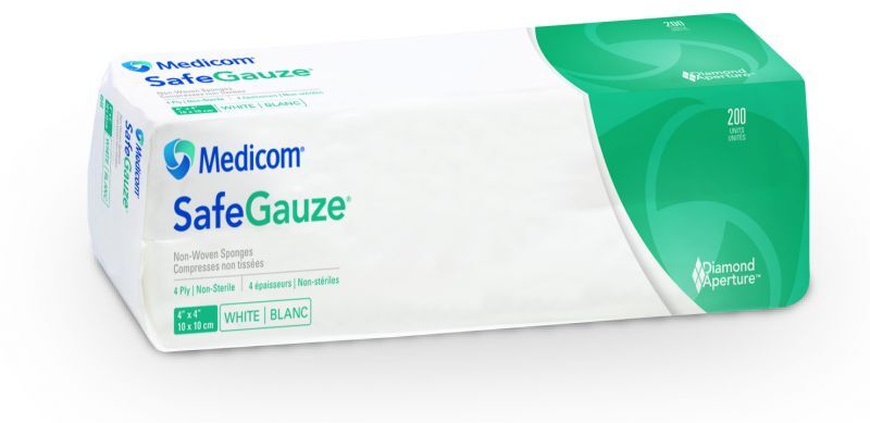 Medicom 4544 SafeGauze Non-Woven Non-Sterile Gauze Sponges 4″ x 4″ 4 Ply 2000/Cs