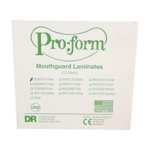 KEYSTONE PROFORM SINGLE COLOR MOUTHGUARD LAMINATE – CLEAR – 5″ X 5″ – 12/BOX