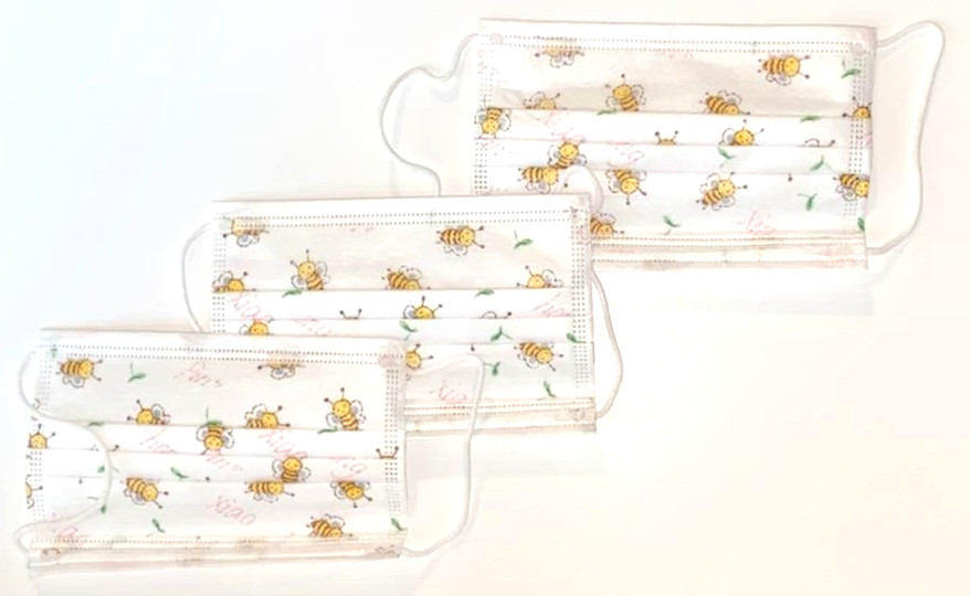 50 PCS Kids Children Disposable Protective 3 Ply Bumble Bee Face Mask Ear Loop