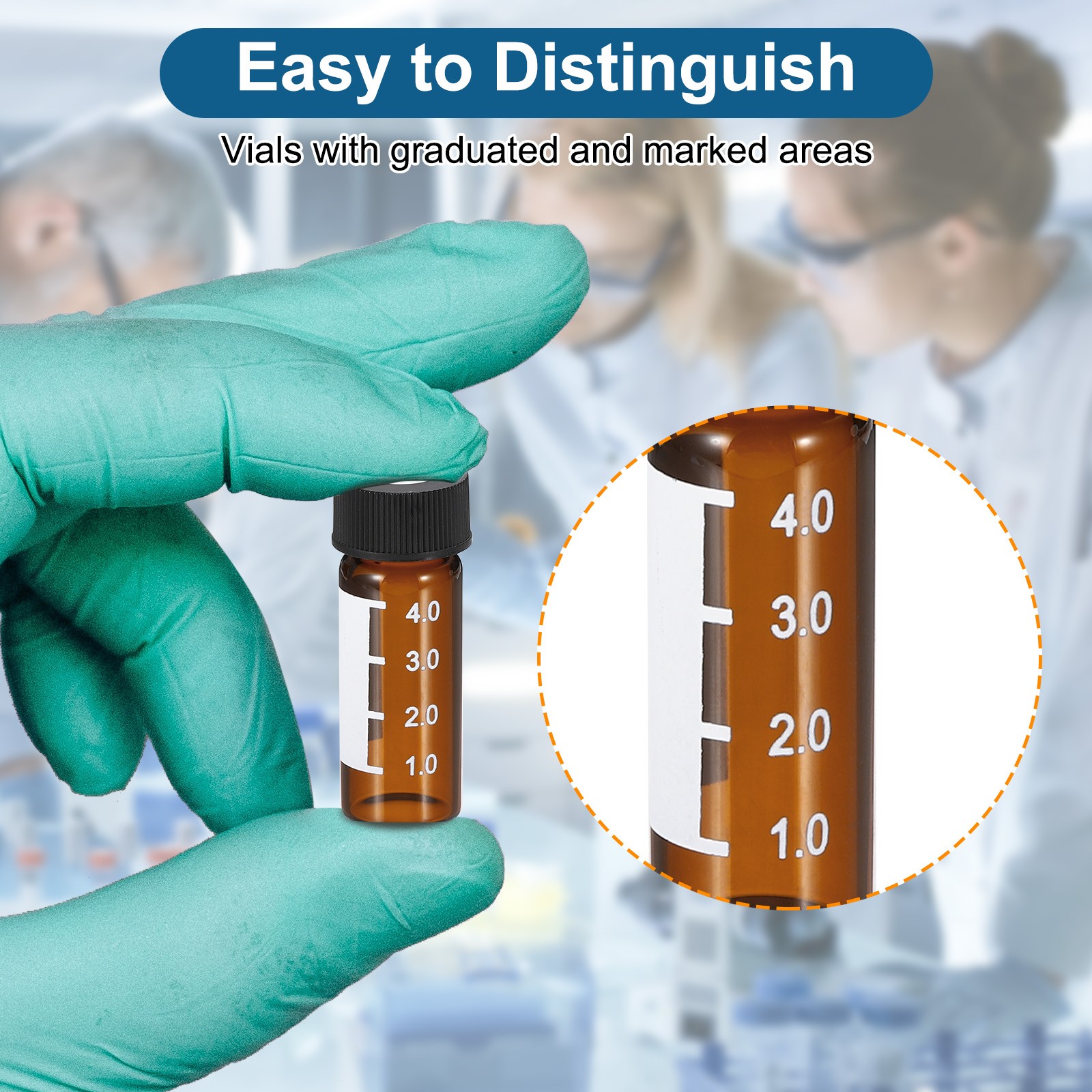 100 Pack 4ml Autosampler Vial HPLC/GC Vials 9-425 Lab Amber Vials Sample Vial