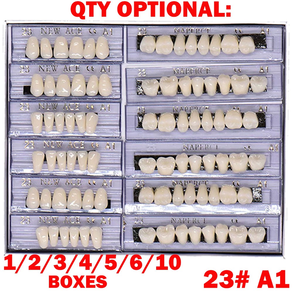 1-10 Boxes Dental Acrylic Resin Denture 23# A1 Full Set Teeth Upper Lower Shade