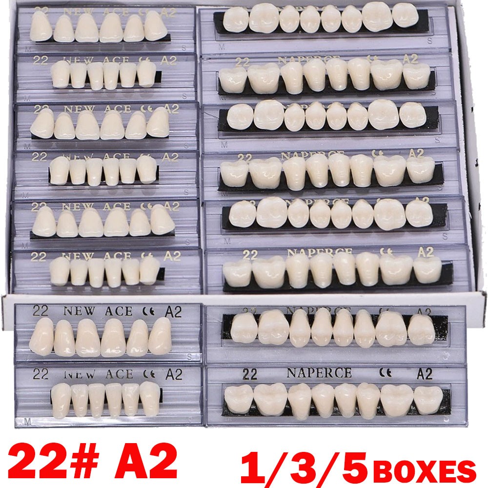 1/3/5Box 22#A2 Dental Acrylic Resin Denture Full Set Teeth Upper Lower Shade USA