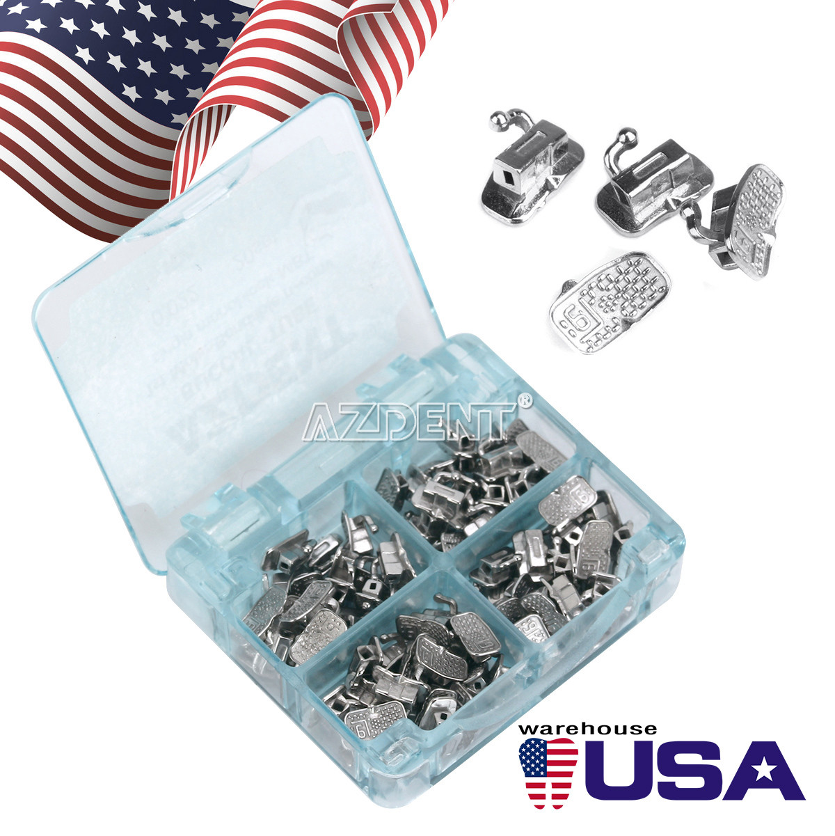 80Pcs AZDENT Dental Orthodontic Bondable MBT.022 1st Molor Buccal Tube Non-Cov