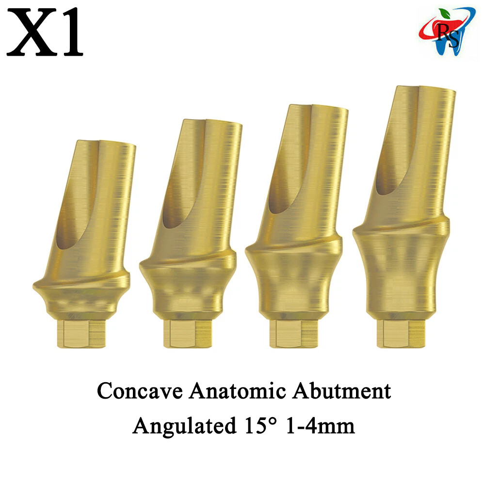 1pcs Abutments Concave Anatomic Angulated 15° Titanium Int Hex 1-4mm