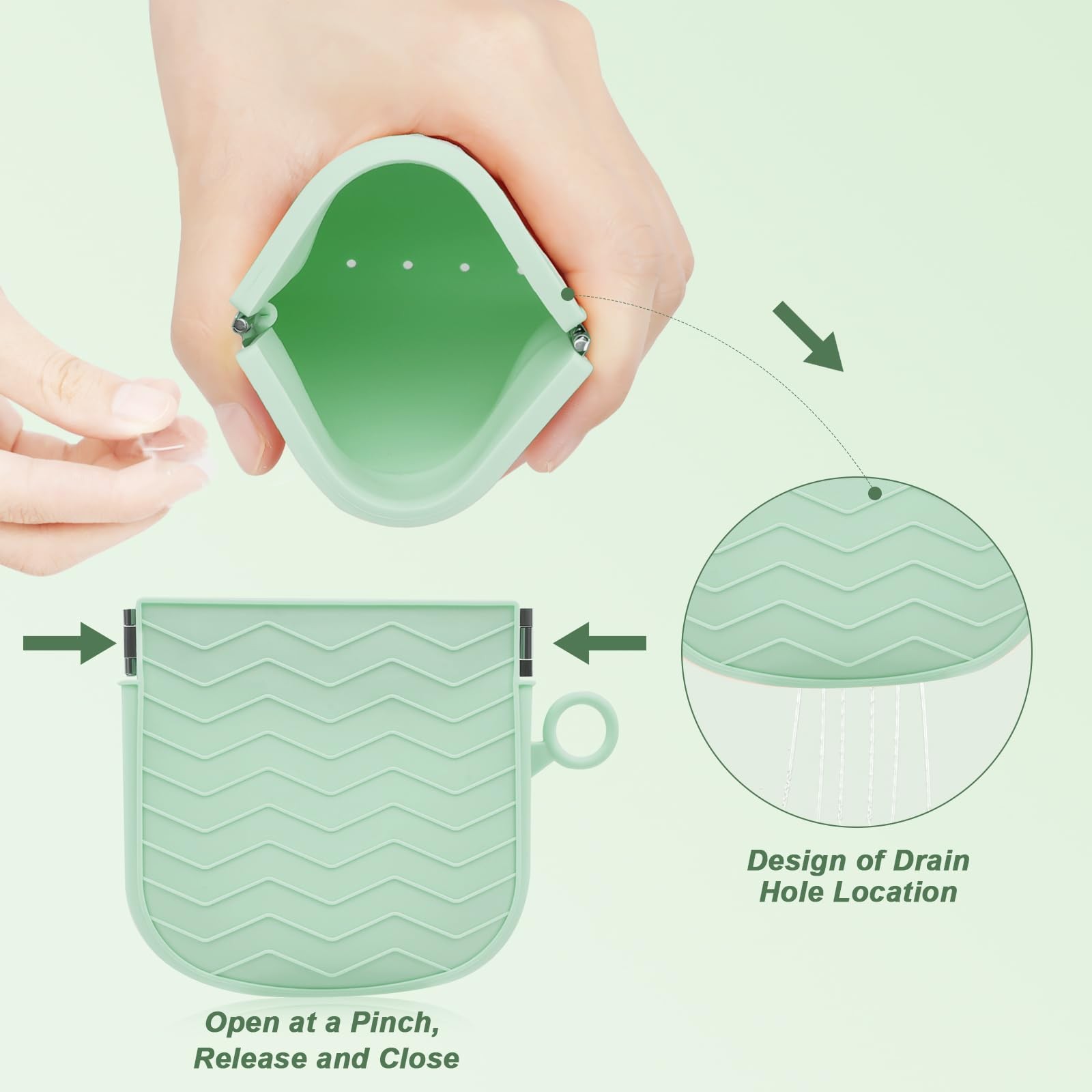 AOOWU Silicone Retainer Case with Hanging Ring Cute Holder Green