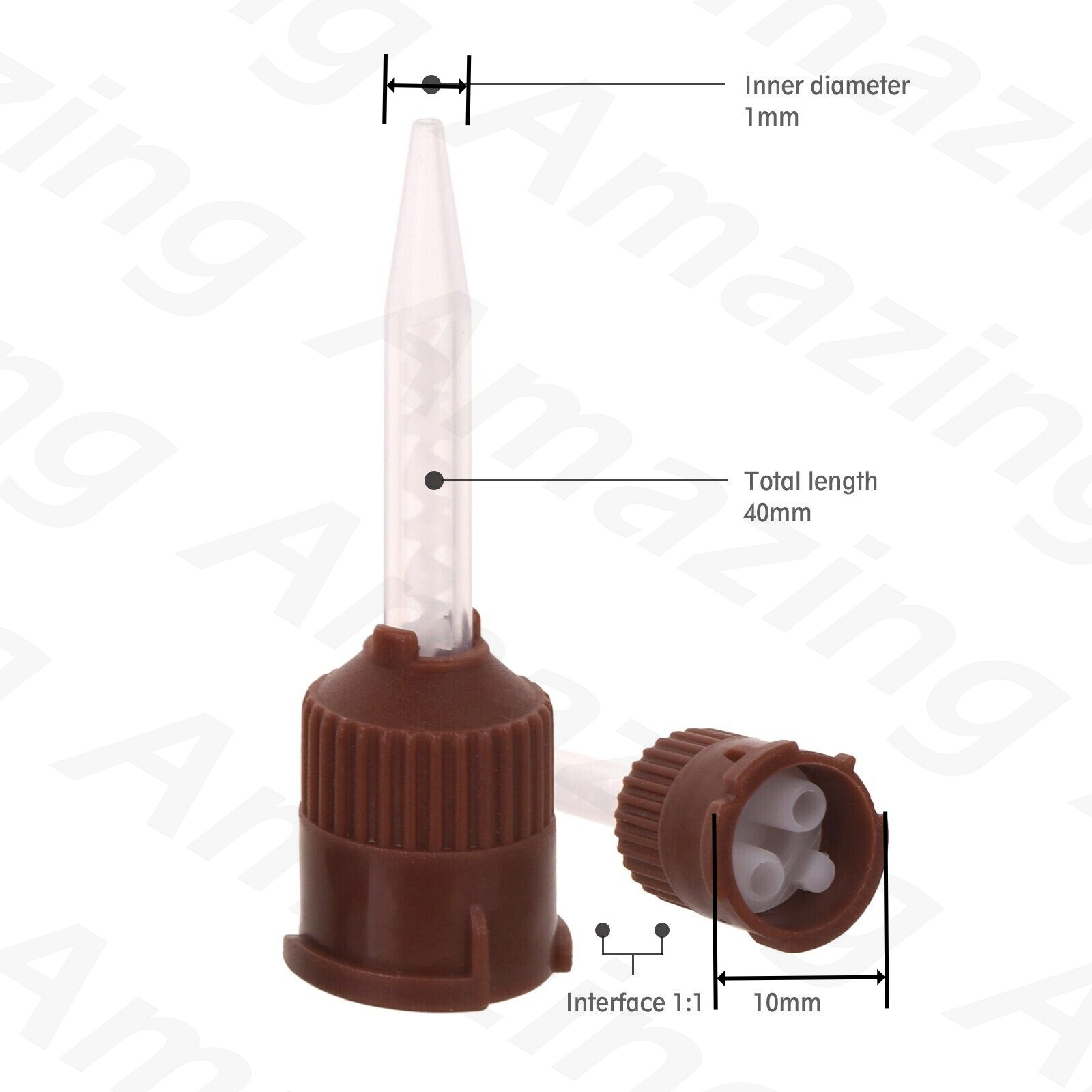 Dental Brown Short Temporary Cement HP Mixing Tips Impression 1:1 Ratio Static