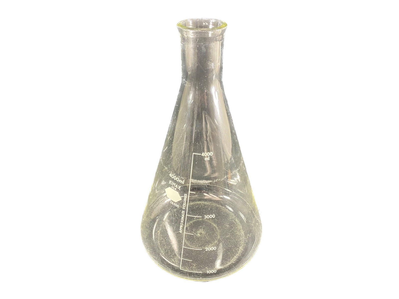 KIMAX KIMBLE Glass 4000mL 4L Narrow Mouth Graduated Erlenmeyer Flask 26500