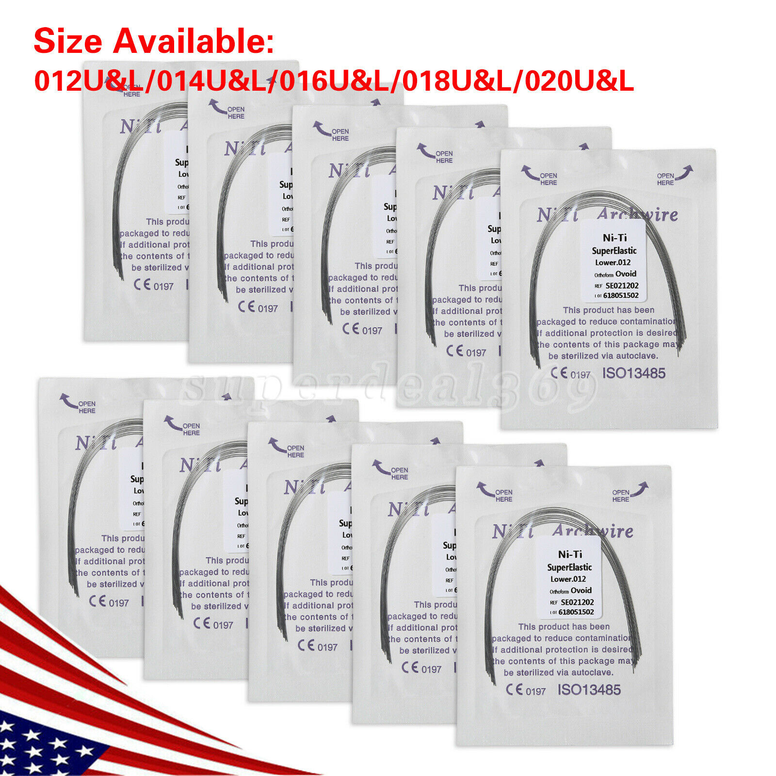 100pcs Dental Orthodontic Super Elastic Niti Arch Wire Round Ovoid Form 10 bags