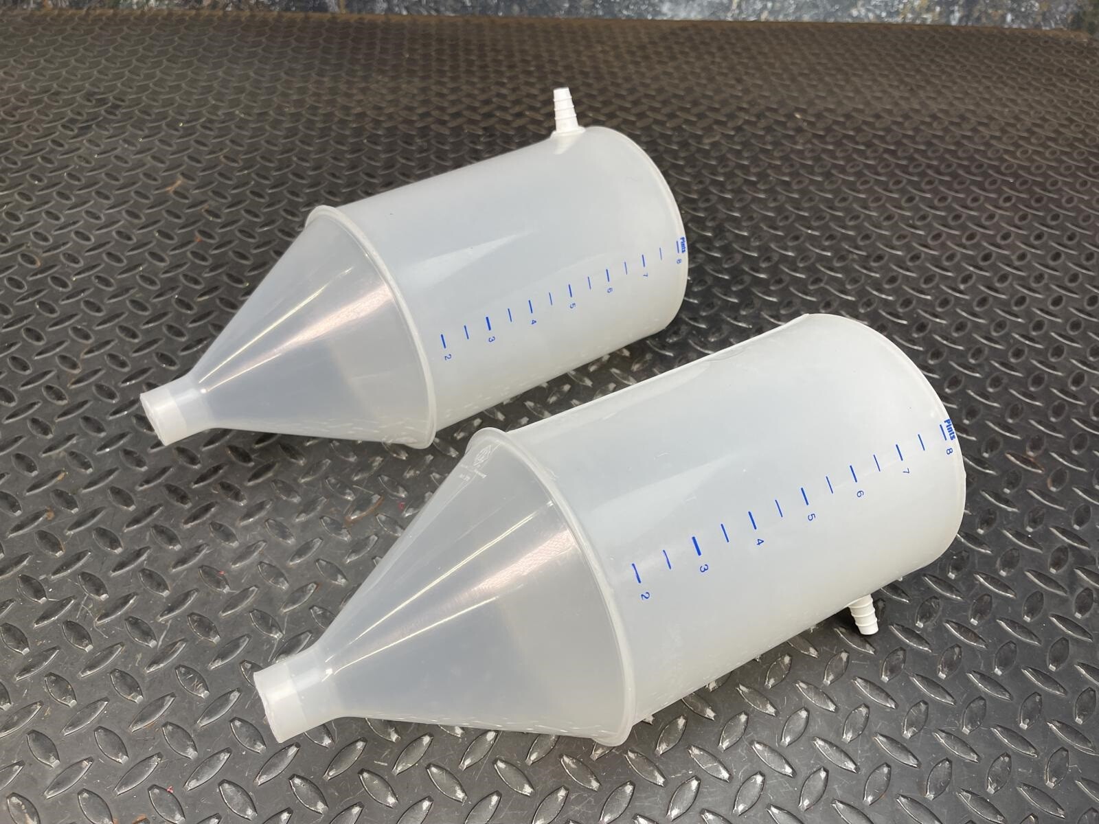 lot of 2 Vitlab p/n Unknown, 8-Pint Threaded Funnel 2-Port Screw Cap