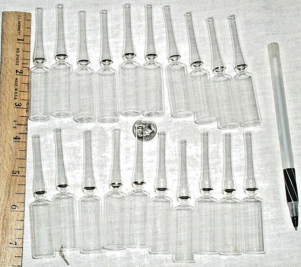 20 NEW 5ML 5 ML PRESCORED WHEATON GLASS GOLDBAND AMPULES AMPOULES 6205-B23 USA