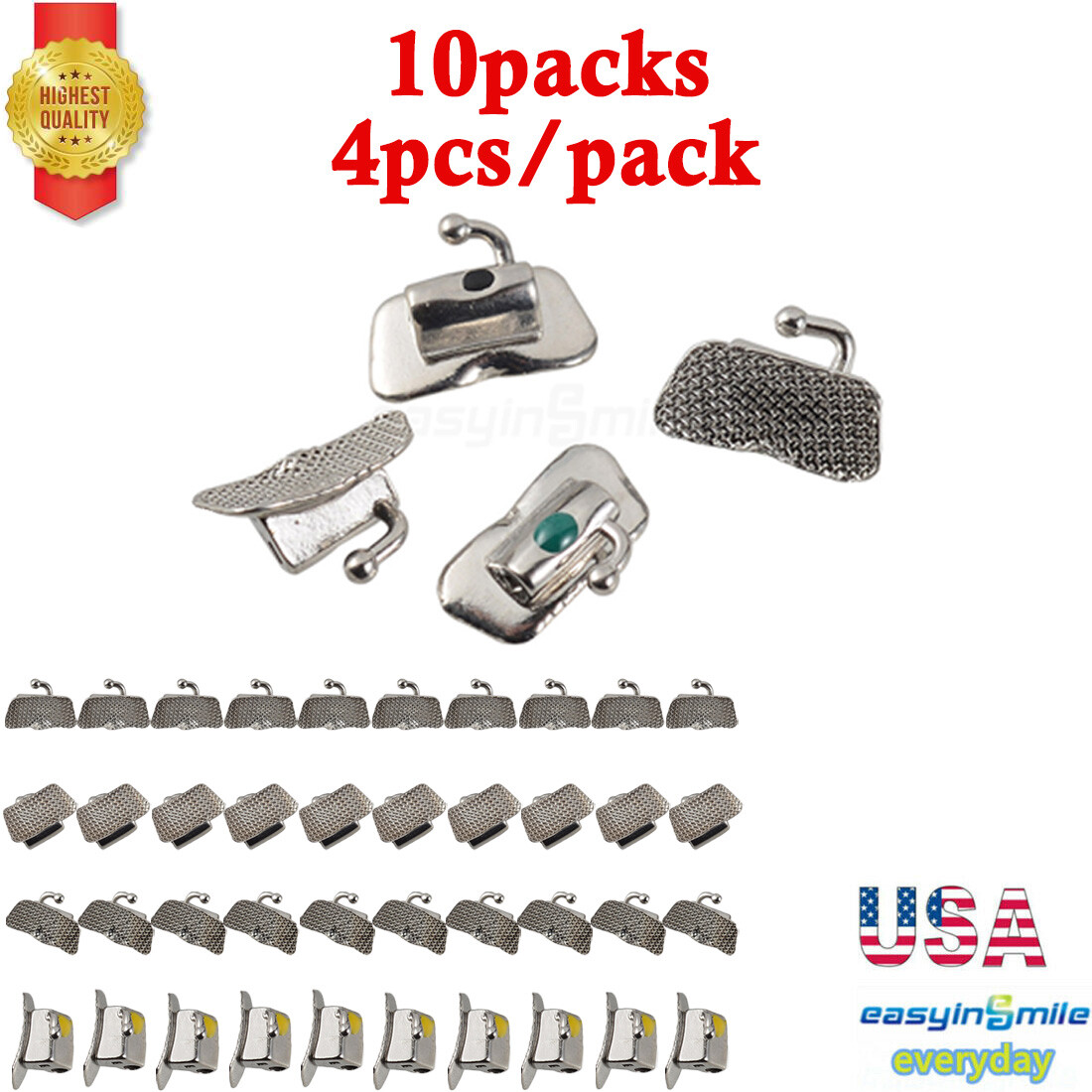 10Sets Dental Orthodontic Buccal Tubes 022 1st 2nd Molar MBT Roth Braces Tube