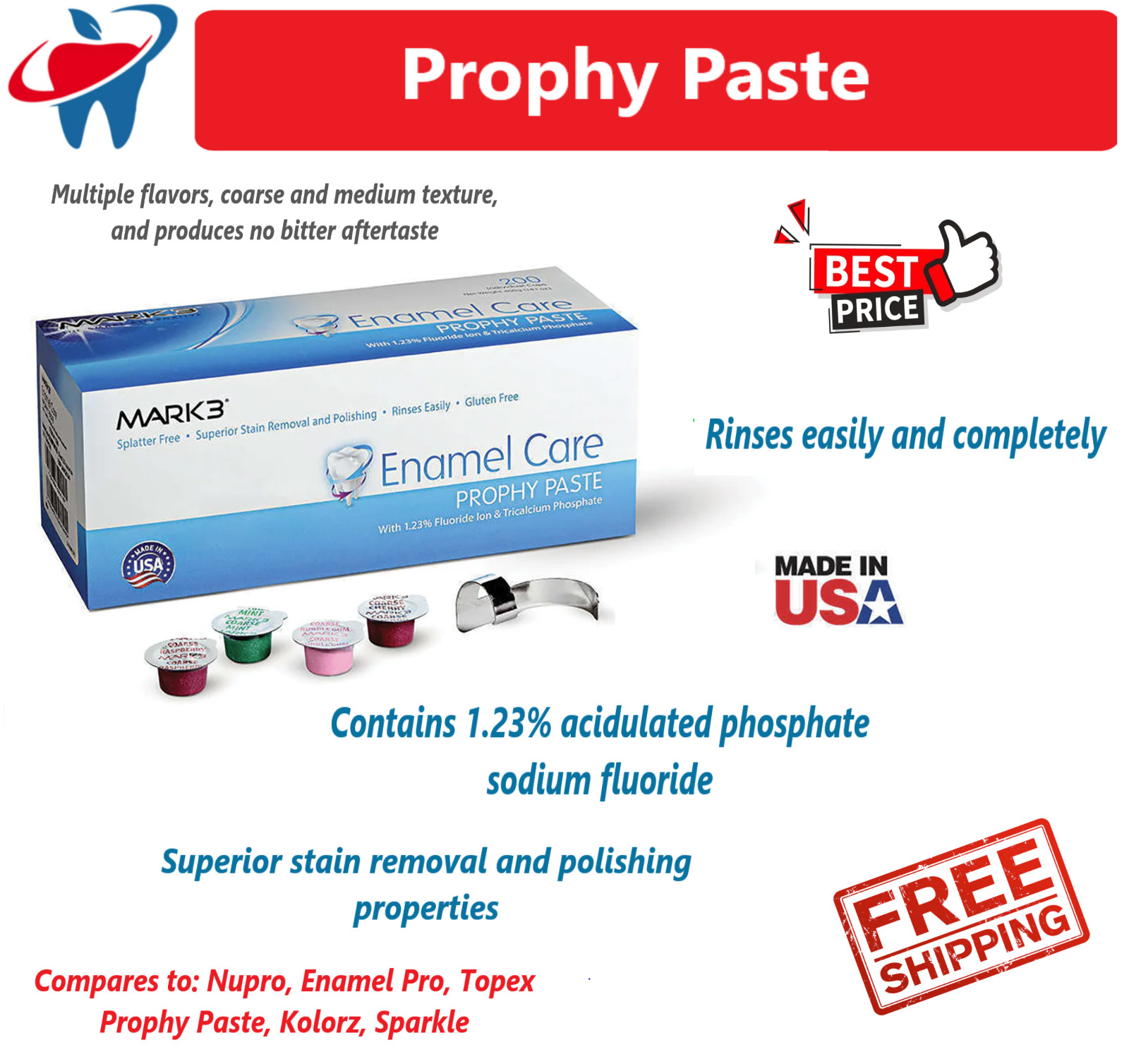 Prophy Paste Dental Prophylaxis Coarse Medium Fine Extra X-Coars up to 2000 cups