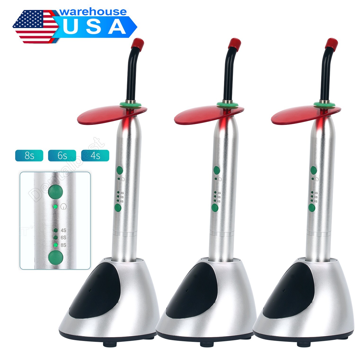 Dental Wireless Orthodontics LED Curing Light Resin Cure Lamp 8s/6s/4s 2000mw/c㎡