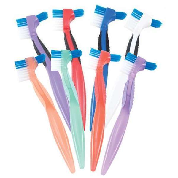 Cleanse-a-dent Denture Brush, Assorted Colors, 50/Box, Single Box.