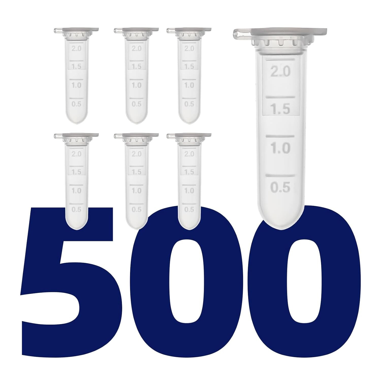 500Pcs Microcentrifuge Tubes 2ML Snap Cap Polypropylene Graduated Scientific