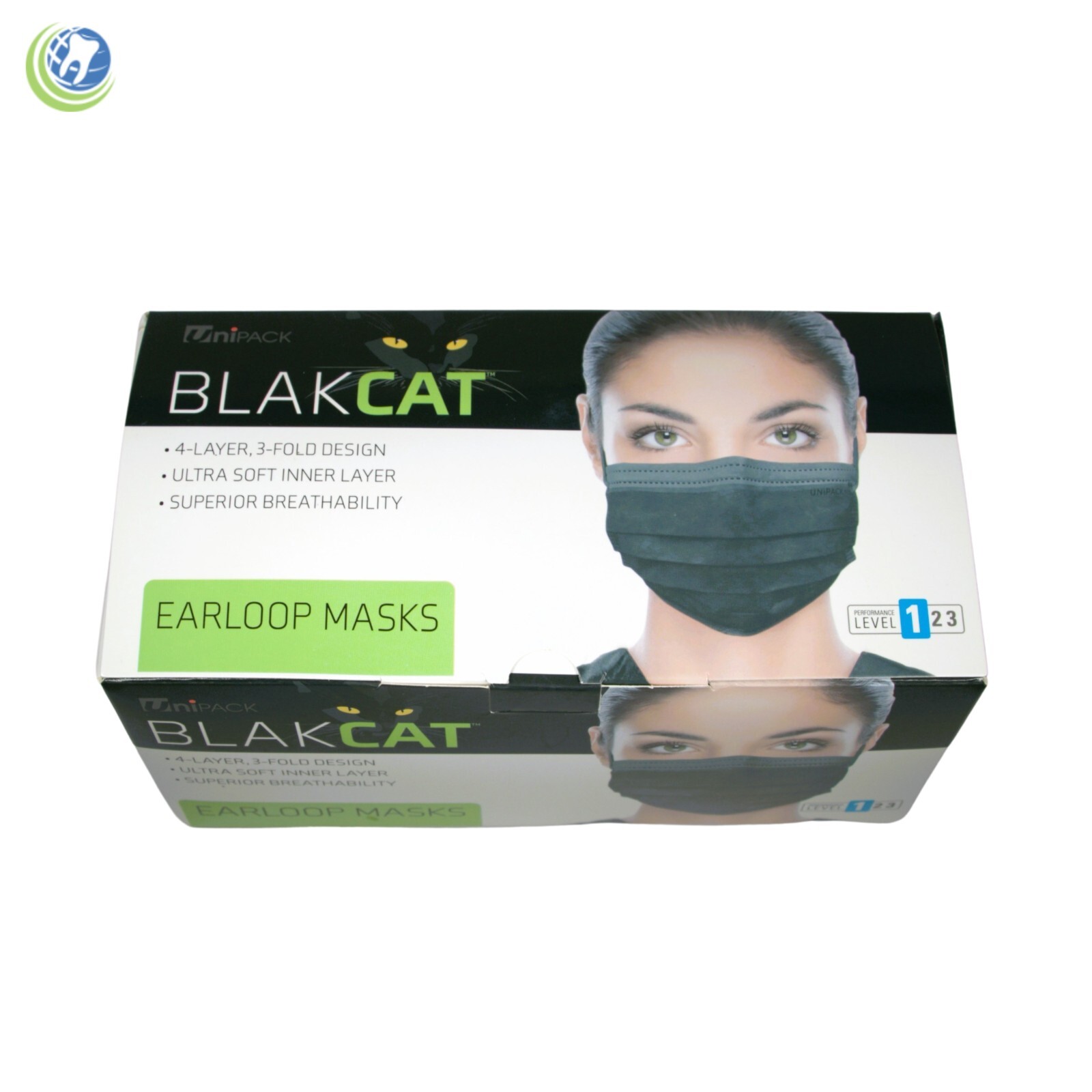 Black Disposable Face Masks Level 1 by Blak Cat 4 Layers 50/Box Medical Dental