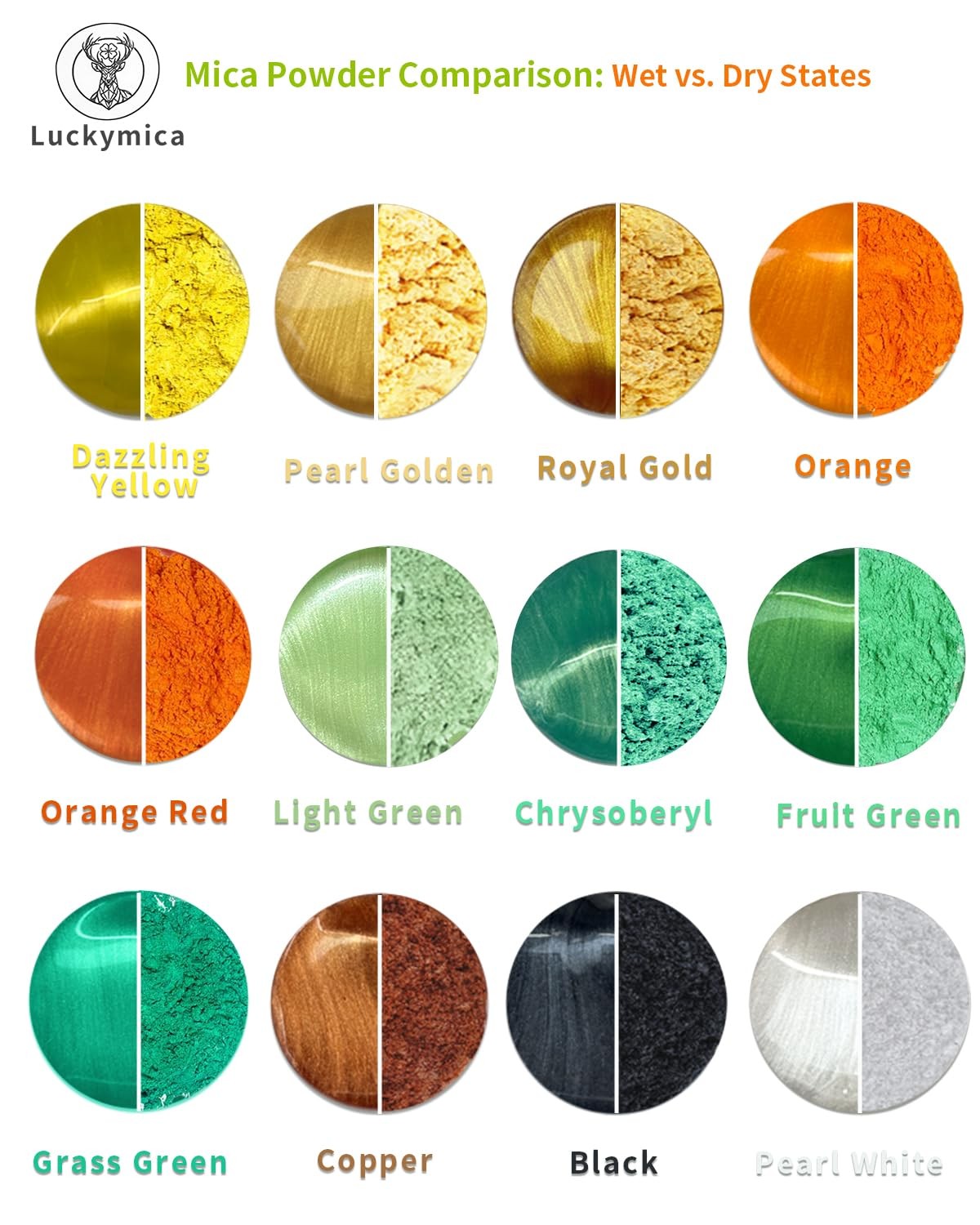24 Colors Mica Powder Set Pearl Pigment for Epoxy Resin Soap FROM USA