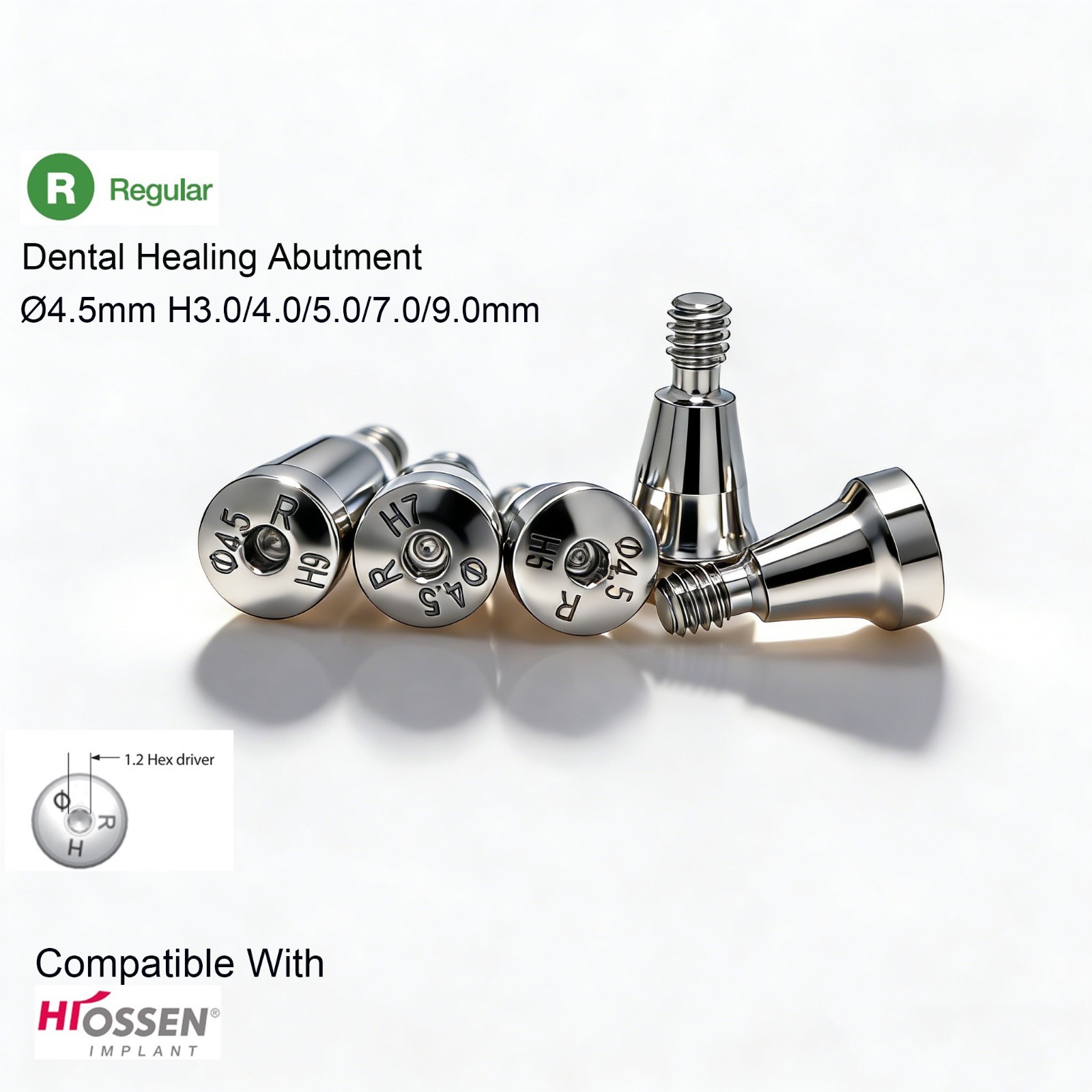 Dental Healing Abutment Healing Cap for Hiossen ET Implant System Multiple Sizes