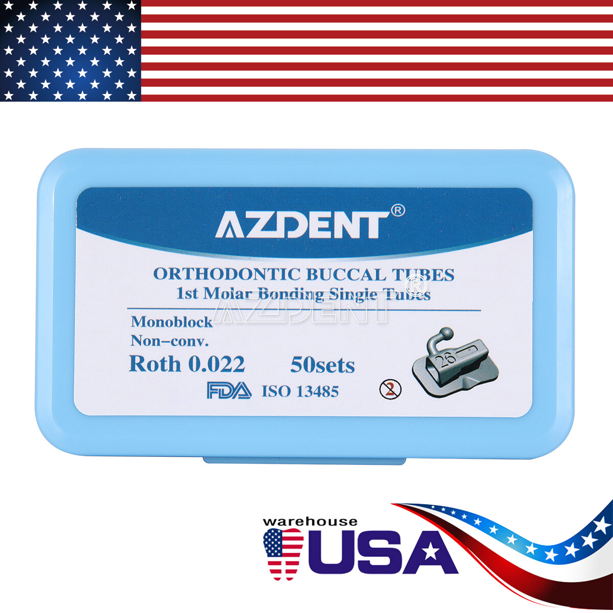 AZDENT Non-Conver Dental 1st Molar Bondable Monoblock MBT.022 Buccal Tube