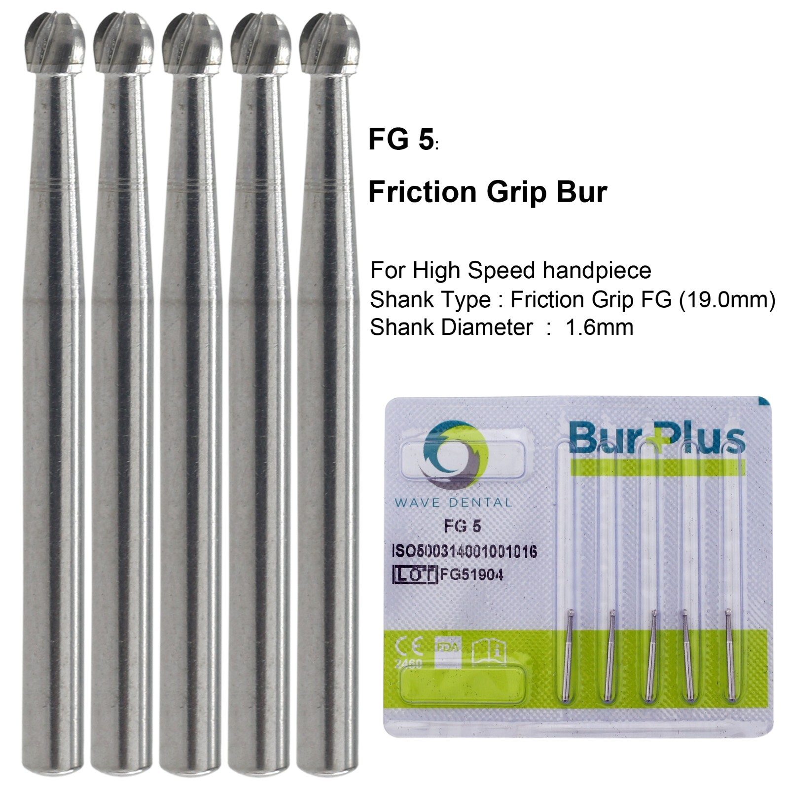 Wave Dental Round Carbide Bur FG Diamond Bur Surgical Long Round Ball High Speed