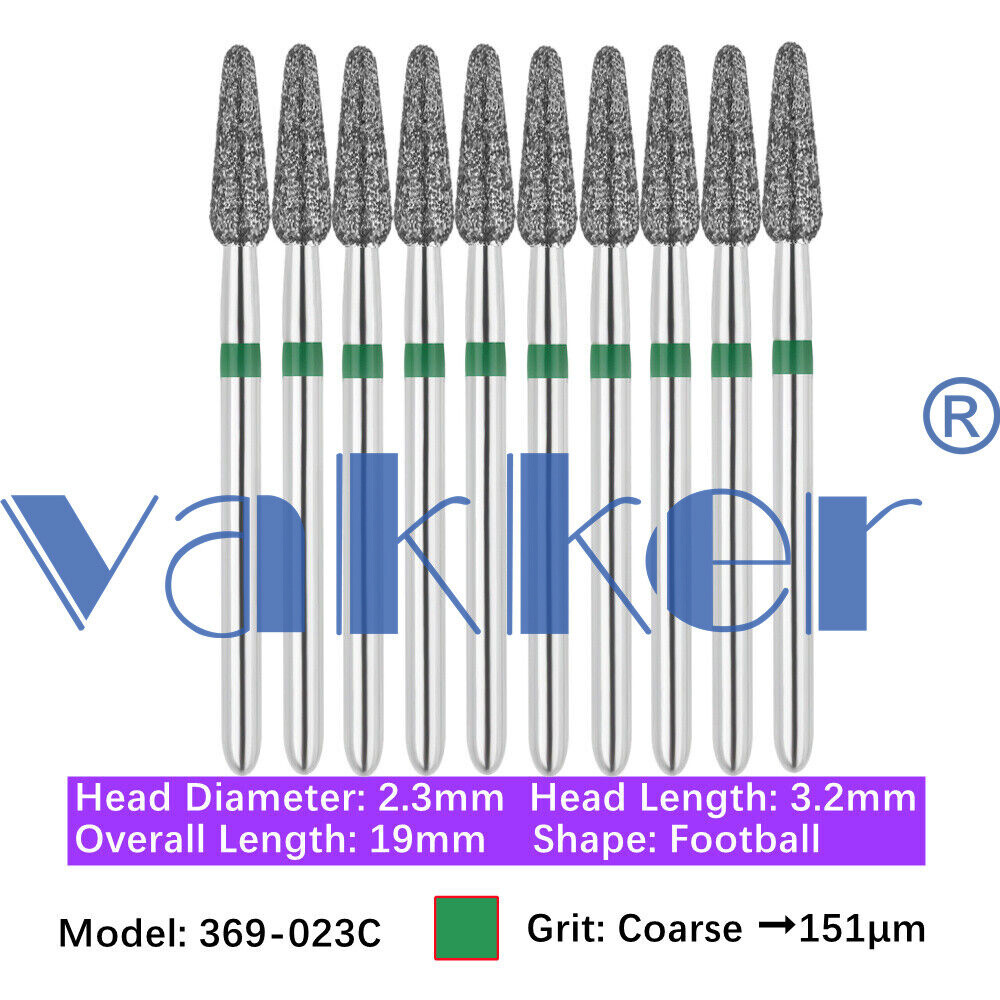 10pc/pk Diamond Burs Shape Football Diamond Bur Super Fine Medium Coarse