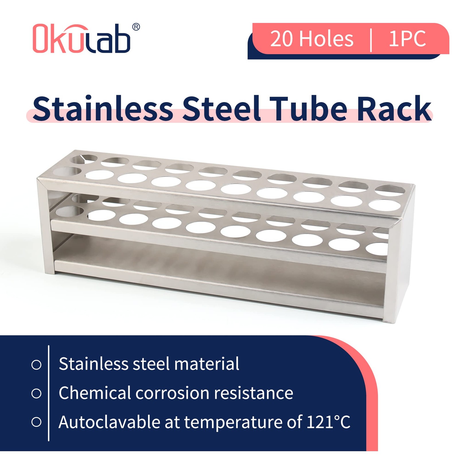 Test Tube Rack, 20 Holes Stainless Steel Test Tube Rack, with Extended Edges …