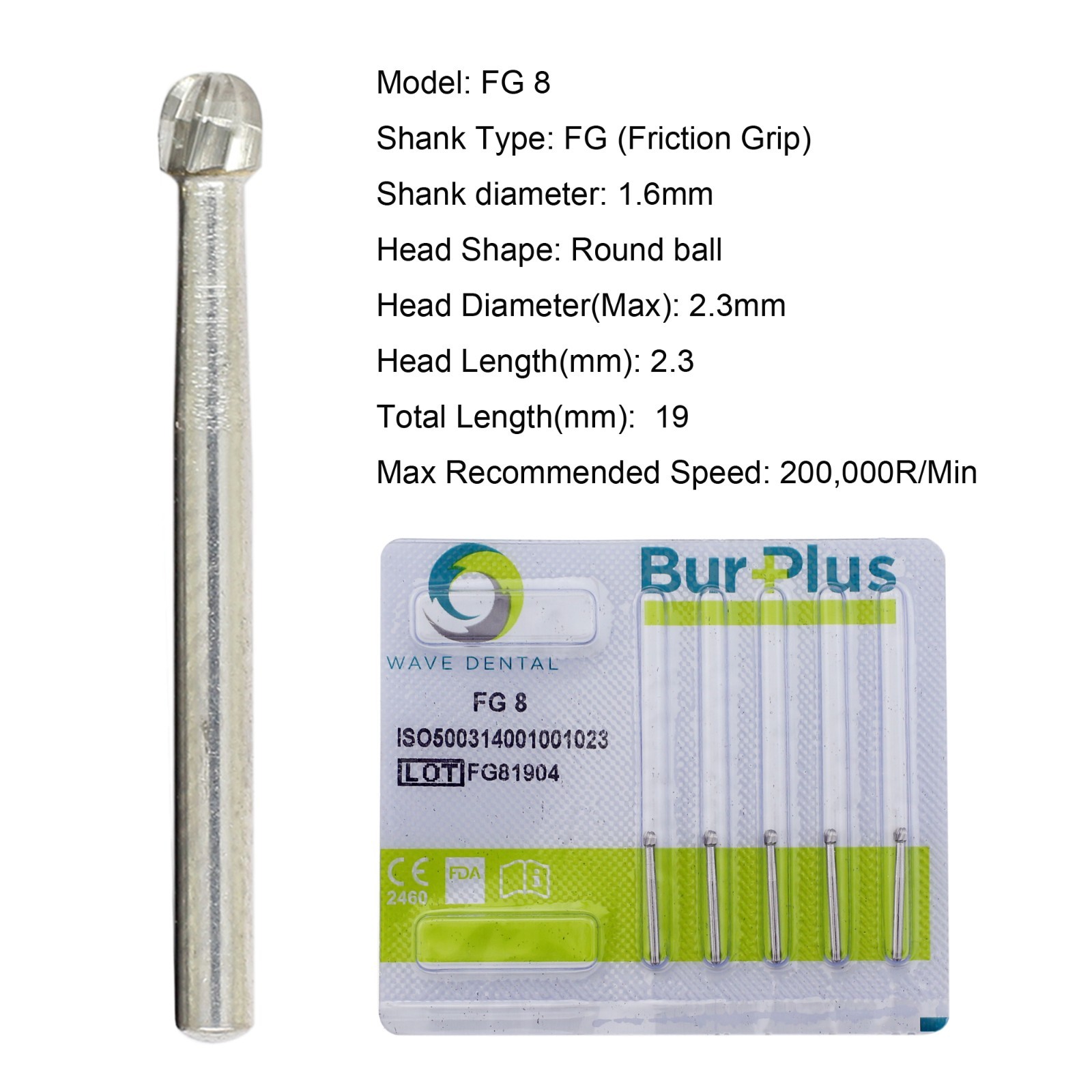 Dental Carbide Burs Diamond Burs Round FG 4 6 8 2 Friction Grip High Speed 801