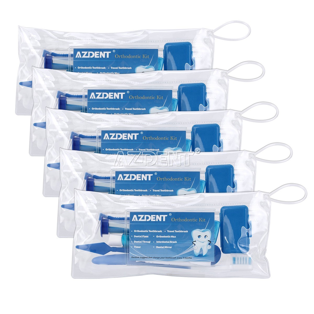 5 X Dental Orthodontic Brush Toothbrush Interdental Floss Oral Care Blue